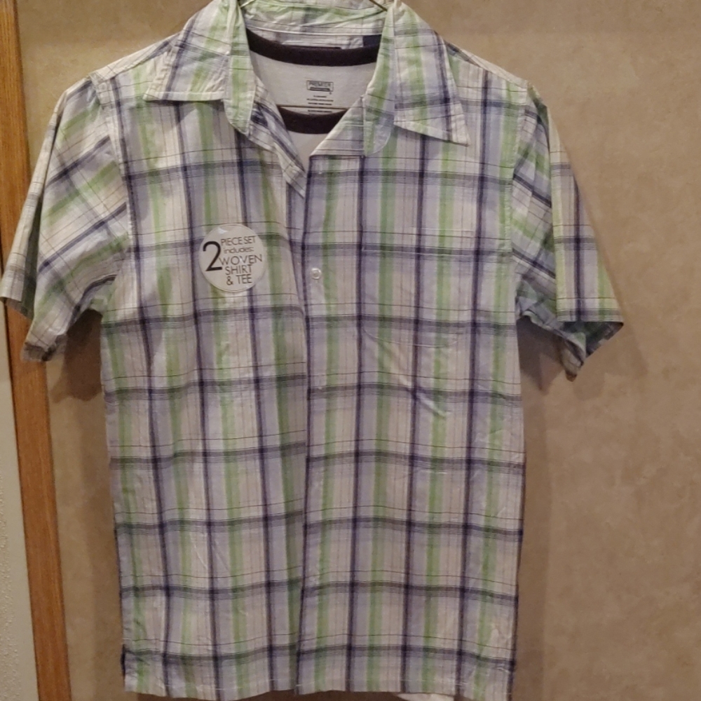 2 pc Woven Shirt and Tee